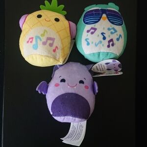 McDonalds Kelly Toys Plush Lot - Pineapple, Owl, and Zumirez Bat Squishmallows